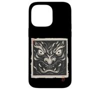 Masque Japonais Oni Yokai avec Impression sur Bois Vintage Coque pour iPhone 14 Pro Max