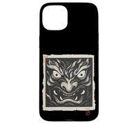 Masque Japonais Oni Yokai avec Impression sur Bois Vintage Coque pour iPhone 15 Plus