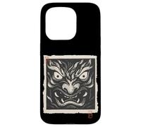Masque Japonais Oni Yokai avec Impression sur Bois Vintage Coque pour iPhone 15 Pro