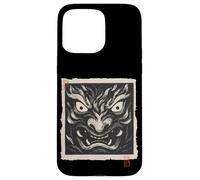 Masque Japonais Oni Yokai avec Impression sur Bois Vintage Coque pour iPhone 15 Pro Max