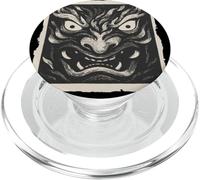 Masque Japonais Oni Yokai avec Impression sur Bois Vintage PopSockets PopGrip pour MagSafe