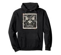 Masque Japonais Oni Yokai avec Impression sur Bois Vintage Sweat à Capuche