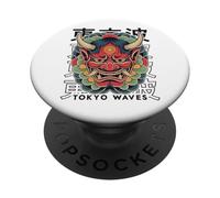 Masque Japonais pour Le démon Hannya Oni Yokai Oni PopSockets PopGrip Adhésif