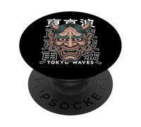 Masque Japonais pour Le démon Hannya Oni Yokai Oni PopSockets PopGrip Adhésif