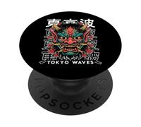 Masque Japonais pour Le démon Hannya Oni Yokai Oni PopSockets PopGrip Adhésif
