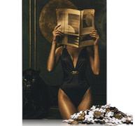Masque Journal Femme Chat Noir Puzzle 500 Pièces, Jeu Familial