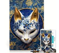 Masque Kitsune en Porcelaine Puzzle de 1000 pièces pour Adultes Renforce la mémoire Moments Chaleureux Bords Nets Cadeau Exquis (50x75cm)