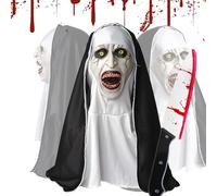 Masque la Nonne, Masque Nonne avec Couteau Jouet, masque Horreur, masques Halloween Adulte, Déguisement nnonne Halloweene pour Carnaval, Halloween, Fête, Cosplay, Créer une Atmosphère Effrayante