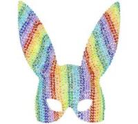 Smiffy's Masque lapin Smiffys Fever – de luxe sequins bijou arc-en-ciel sur élastique – Multicolore