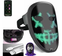 Masque LED avec Personnalisé APP Bluetooth Programmable, Masque Lumineux Numérique Électronique LED pour Costume D'Halloween DJ Mascarade Cosplay Fête D'anniversaire, Masque Lumineux D'Halloween