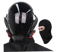 Masque LED Casque à lumière Rouge Masque futuriste réglable avec Couverture de Couvre-Chef Cyber Masque pour Adultes Cosplay, Disco, fêtes d'anniversaire, Masque, Masque Punk