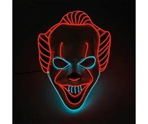 Masque LED Clown® | Mask Néon en Plastique Rigide | 3 Modes de Clignotements | pour Soirées Déguisées, Halloween, Cosplay, Carnaval | Déguisement Adulte Clown Tueur | OriginalCorner®