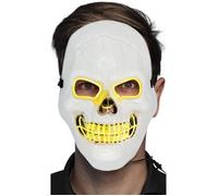 Boland 72258 Masque LED Killer Skull Blanc Fonctionnement à piles 2 x AA Lumière LED Masque facial Accessoire Halloween Carnaval Fête à thème