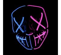 Masque LED La Purge® | Nightmare Blue Double Face Original | Qualité Premium | Plastique Rigide | 3 Modes de Clignotements | Masque LED | Cosplay | Halloween | Néon | 100% Horreur | 100% Fun