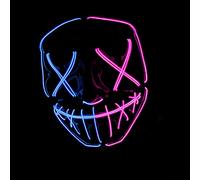 Masque LED La Purge® | Nightmare Blue Double Face Original | Qualité Premium | Plastique Rigide | 3 Modes de Clignotements | Masque LED | Cosplay | Halloween | Néon | 100% Horreur | 100% Fun