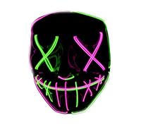 Masque LED La Purge® | Nightmare Mix Original | Qualité Premium | Plastique Rigide | 3 Modes de Clignotements | Masque LED | Cosplay | Halloween | Néon | 100% Horreur | 100% Fun