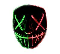 Masque LED La Purge® | Nightmare Red Double Face Original | Qualité Premium | Plastique Rigide | 3 Modes de Clignotements | Masque LED | Cosplay | Halloween | Néon | 100% Horreur | 100% Fun