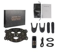 Masque LED pour le visage,8 couleurs,avec lumière rouge du cou,thérapie proche infrarouge,beauté,serrer Brown Mask with box