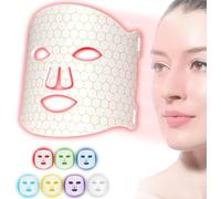 Masque LED pour le visage - Masque de luminothérapie à LED avec 7 modes, Red Light Therapy Face Mask 7 fonctions avec contrôleur, rechargeable - Masque anti-âge (blanc)