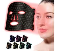 Masque LED pour le visage - Masque de luminothérapie à LED avec 7 modes, Red Light Therapy Face Mask 7 fonctions avec contrôleur, rechargeable - Masque anti-âge (noir)