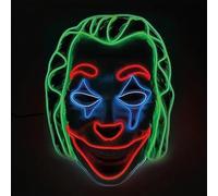Masque LED Smile Clown® | Mask Néon en Plastique Rigide | 3 Modes de Clignotements | Pour Soirées Déguisées, Halloween, Cosplay, Carnaval | Déguisement Adulte | OriginalCorner®