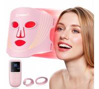 Masque LED Visage: 400 LEDs Lumière Rouge pour Soin Professionnel du Visage à Domicile avec Effet Anti-âge et Anti-rides et Réduction Boutons avec 4 Modes Minuterie Télécommande et Protection Yeux