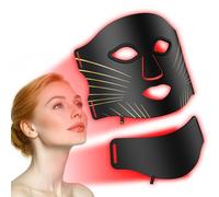 Masque LED Visage Et Cou, Ntyikul LED Visage avec 7 Couleurs de Lumière et 5 Niveaux de Luminosité, LED Mask avec Télécommande, pour Tous Types de Peau, pour Anti-Age, Illumine Le Teint