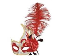 Masque Loup Plume Rouge rouge