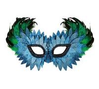 Generique Masque déguisement P'TIT CLOWN Loup plumes et écailles Bleu Adulte avec élastique