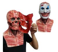 Masque magnétique à double couche pour Halloween, motif tête de mort et clown, en latex effrayant pour homme, femme et adulte