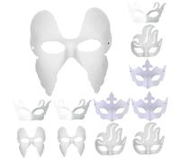 Masque mascarade 12pcs masque en plastique blanc 4 styles masque d'Halloween vierge à peindre, masque en plastique masqué à demi-visage bricolage, masque à blanc portable avec bande élastique pour la