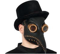 Steampunk Docteur Masque Médiéval Halloween Fente Victorienne Fléau Lunettes Gothique Historique Costume Fête, Couleur : Noir