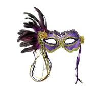 Masque Métallique Violet Avec Plume Pour Adultes Opéra Mascarade Ball Fancy Dre