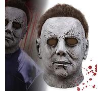 Masque Michael Myers pour adultes, masque d’horreur intégral avec cheveux, masque de visage de Michael Myers effrayant pour Halloween, cosplay de tueur, latex, accessoires (Style 05)