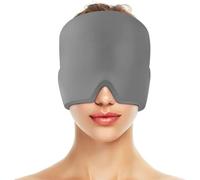 Masque Migraine Cap Bonnet 360°, Masque Rafraîchissant pour Maux de Tête, Réutilisable Bonnet Anti Migraine Froid, Cold Therapy Relief pour Maux de Tête | Yeux Gonflés | Sinus (Gris)