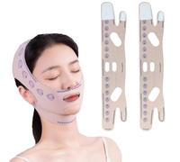 Masque minceur en forme de V,Gaine Double Menton,Gaine Visage Anti Double Menton,Réutilisable Masque En Forme De V,Pour Éliminer L'Affaissement De La Peau Lifting Raffermissant Anti-Rides (2PC)
