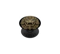 Masque Monstre de la Terre Maya Antique Pierre Relique Art Crocodile PopSockets PopGrip Adhésif