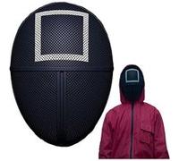 Masque Motif carré Cosplay Squid Game Noir 25 cm Noir