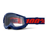 100% Masque cross Strata 2 – Verre clair (CAT0) – Rouge/Bleu Navy