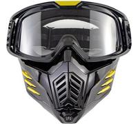 Masque Moto Homme Homme Femme Lunettes Ski Snowboard Lunettes d'Equitation Tout Terrain Hiver Noir Brillant Film Transparent