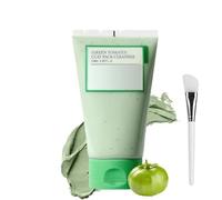 Masque nettoyant à l'argile verte, masque à l'argile verte purifiant à l'extrait de tomate verte, soin anti-sébum et anti-pores obstrués, exfoliant, pour tous types de peau