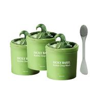 Masque Nettoyant Profond Bulle Basilic Sacré - Nettoyant en profondeur, Régulateur de Sébum et Éclat Instantané, Masque à l'Argile Auto-Moussante, Soin Régénérateur de Peau - 90 g (3Pcs)