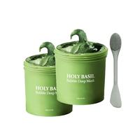 Masque Nettoyant Profond Bulle Basilic Sacré - Nettoyant en profondeur, Régulateur de Sébum et Éclat Instantané, Masque à l'Argile Auto-Moussante, Soin Régénérateur de Peau - 90 g (2Pcs)