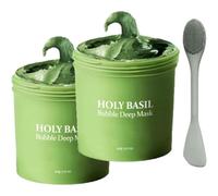 Masque Nettoyant Profond Bulle Basilic Sacré - Nettoyant en profondeur, Régulateur de Sébum et Éclat Instantané, Masque à l'Argile Auto-Moussante, Soin Régénérateur de Peau