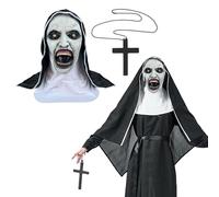 Masque Nonne Halloween Déguisement Femme Adulte Horreur Realiste Effrayant Masqués Latex Cosplay Accessoires Fete (Color 5)