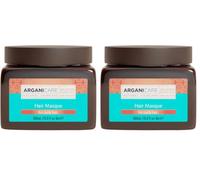 Masque nourrissant à l’huile d’argan pour cheveux bouclés & frisés - hydratation intense, définition des boucles, anti-frisottis, souplesse & brillance, soin profond 500 ml (Lot de 2)