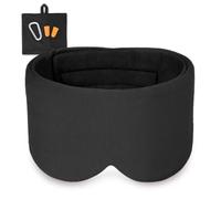 Masque Nuit 100% Coton Modal - Masque Sommeil XL à Fermeture Auto-agrippante Réglable, Confort Extrême pour Voyages et Nuits (Unisexe) - Noir