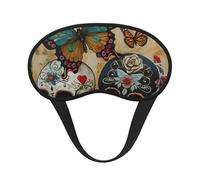 Masque occultant en polyester pour dormir en avion avec motif crânes et papillons pour la maison et les voyages