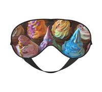 Masque occultant pour les yeux avec imprimé crème glacée colorée pour homme et femme avec sangle réglable des deux côtés