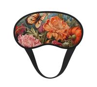 Masque occultant pour les yeux avec imprimé fleurs et papillons pour dormir en avion, masque de sommeil en polyester pour la maison et les voyages